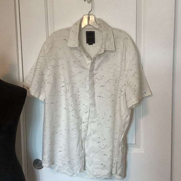 I Love Ugly Other - I Love Ugly Men's White Patterned Linen Shirt L